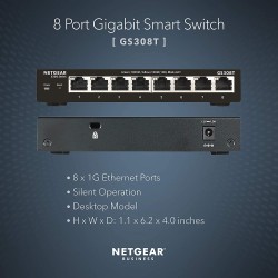 Netgear GS308T-100UKS S350 8Port Gbe Smart Managed Pro SW