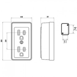 3 PIN 2 GANG EXTENSION SOCKET MEIKOSHA 15A 125V ME2746