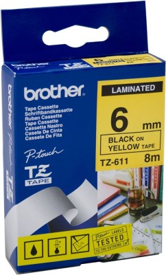 BROTHER TZ-661 PRINTER LABEL CARTRIDGE 6MM YELLOW TAPE