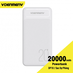 VDENMENV FAST CHARGE 20000MAH POWER BANK DP10 (WHITE COLOR)