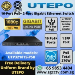 UTP 16Port Switch UTP3218TS-PSB 16×PoE+ Ports 2xRJ45 Ports