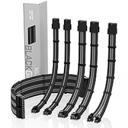 EZDIY 16AWG PSU Cable Extension 4 Cable Kit-Black (EZDP1212