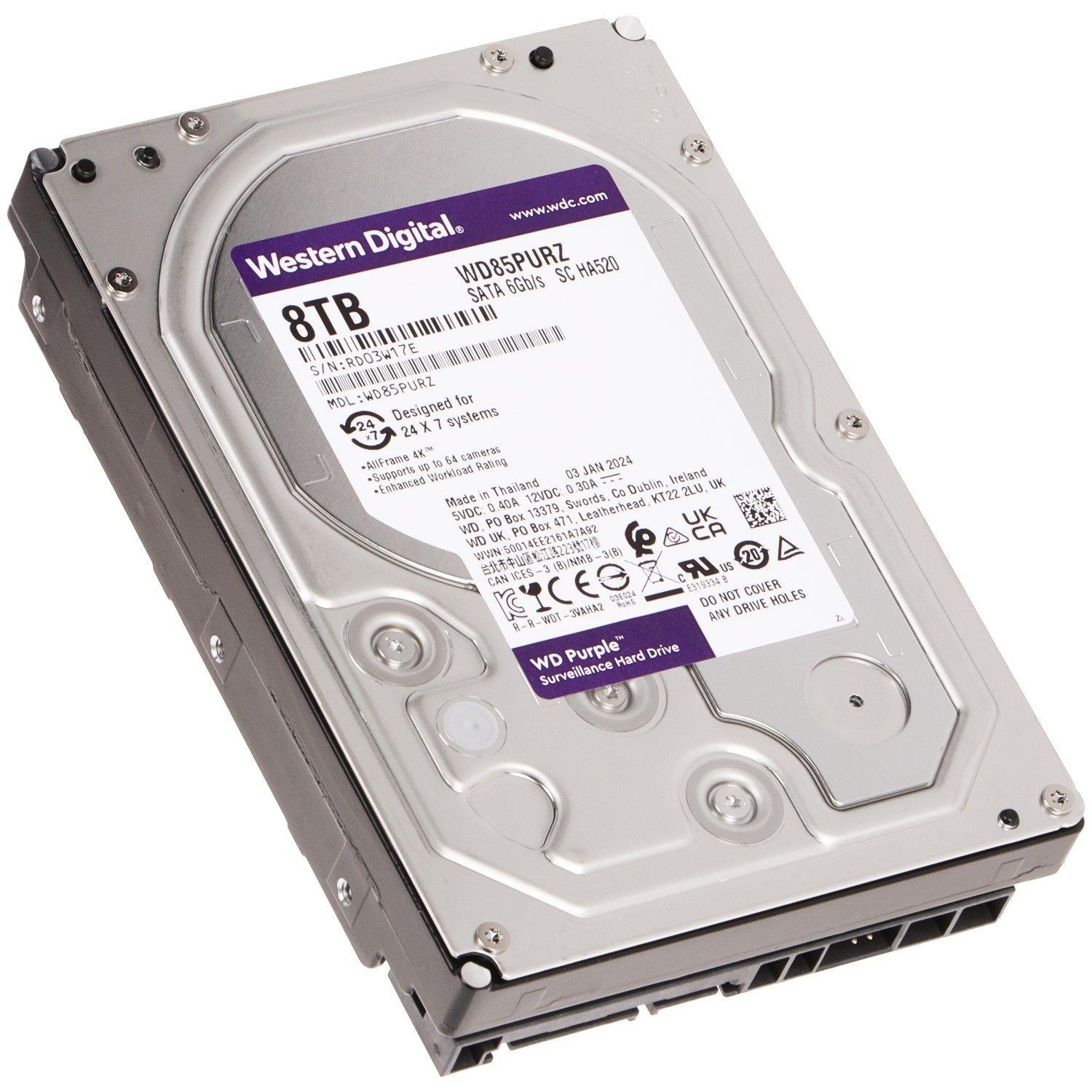 WD PURPLE SURVEILLANCE HARD DRIVE 8TB