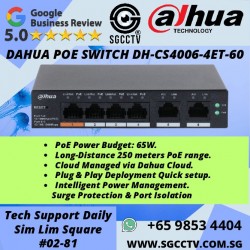DAHUA 6-PORT CLOUD SWITCH WITH 4-PORT POE DH-CS4006-4ET-60