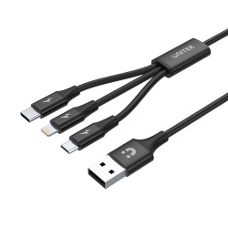 UNITEK C14049BK 3-in-1 USB Charging Cable(USB-C / Lightning 