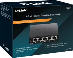 DLINK 5 PORT DESKTOP GIGABIT POE+ SWITCH DGS-1005P