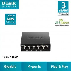 DLINK 5 PORT DESKTOP GIGABIT POE+ SWITCH DGS-1005P