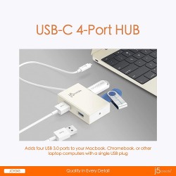 J5CREATE USB TYPE-C TO 4-PORT/4A USB3.0 HUB JCH343