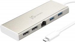 J5CREATE TYPE-C MINI DOCK (SUPPORTS DUAL DISPLAY) WITH POWER