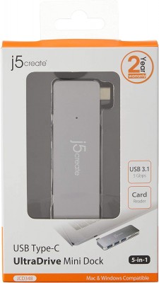 J5CREATE USB TYPE-C 5-IN-1 ULTRADRIVE MINI DOCK JCD348