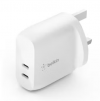 Belkin DUAL 20W USB-C WALL CHARGER, PD 40W, WHT WCB006myWH