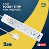 Daiyo DE 298 Surge Protected USB 4 Way Extension Socket