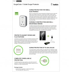 BELKIN SURGECUBE BSV103SA 1 OUTLET 2 USB PORT