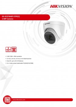 HIKVISION DS-2CE76H0T-ITPF 2.8MM 2K 5MP DOME CAMERA