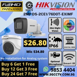 HIKVISION 2MP MIC Dome DS-2CE76D0T-ITPFS Bullet DS-2CE16D0T