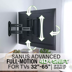 SANUS VMF822 FULL-MOTION WALL BRACKET UP TO 32"-65" 31.75KG