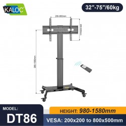 KALOC DT86 MOTORIZED HEIGHT ADJUST 32" TO 75" UP TO 60KG