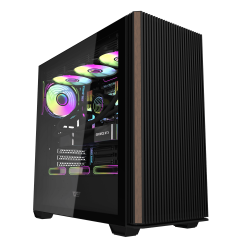 DarkFlash DS900WS Black (4 Fans) Wood-Inspired Front Accent,